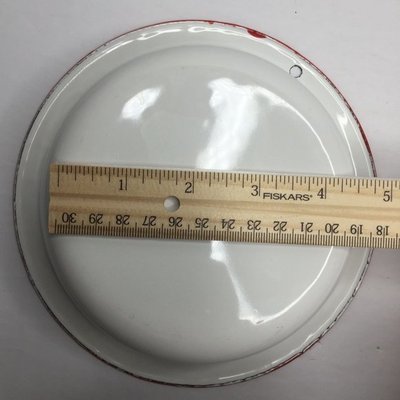 Vintage Set of 3 White Enamelware Bowls Red Kitchen Home Decor Decoration - Picture 8 of 16